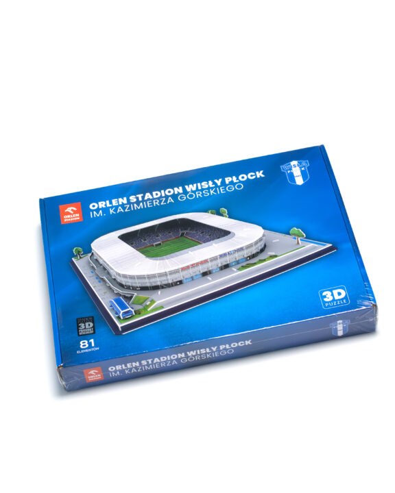 Pudełko puzzli 3D z modelem stadionu Wisły Płock, Orlen Stadion im. Kazimierza Górskiego.