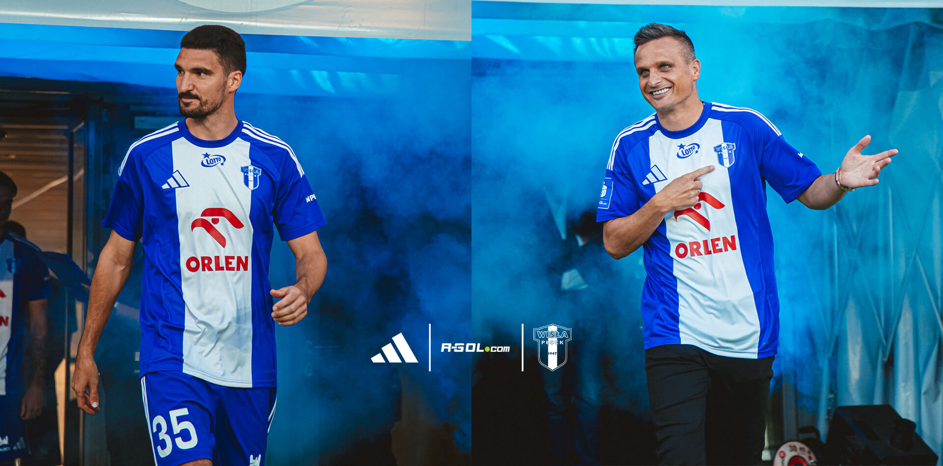 Piłkarze w koszulkach domowych Wisły Płock