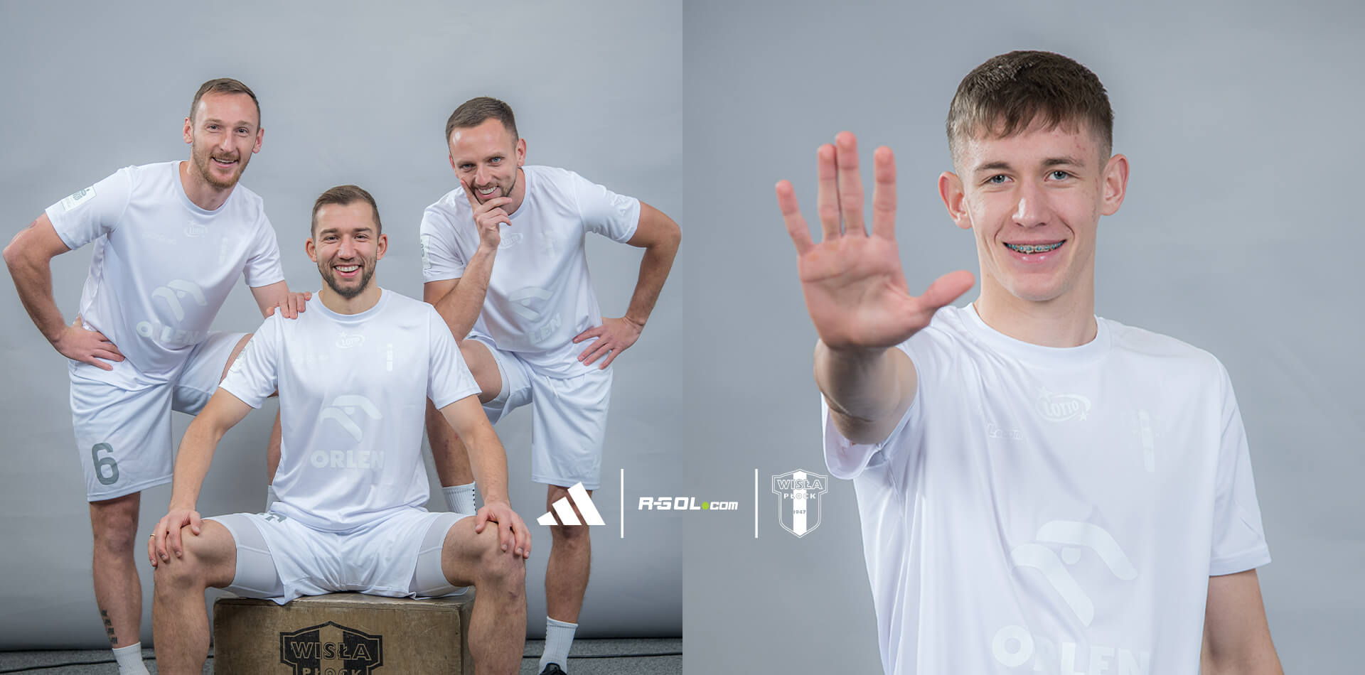 Piłkarze w koszulkach domowych Wisły Płock